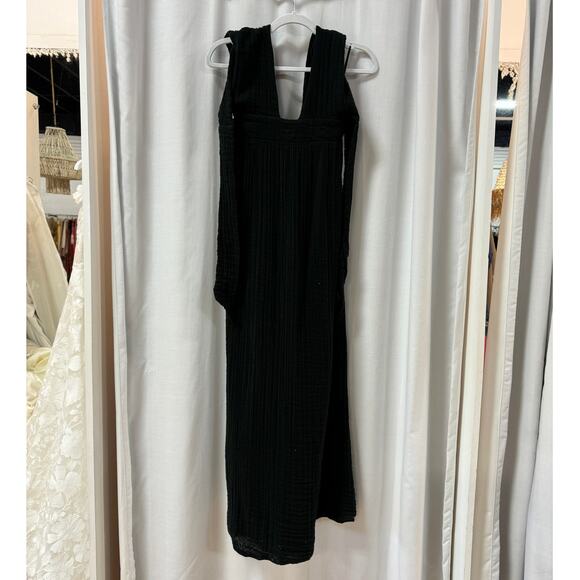 NWT Elan Gauze Sleeveless Halter Neck Midi Dress Charcoal Black Women's Size M - Picture 4 of 11